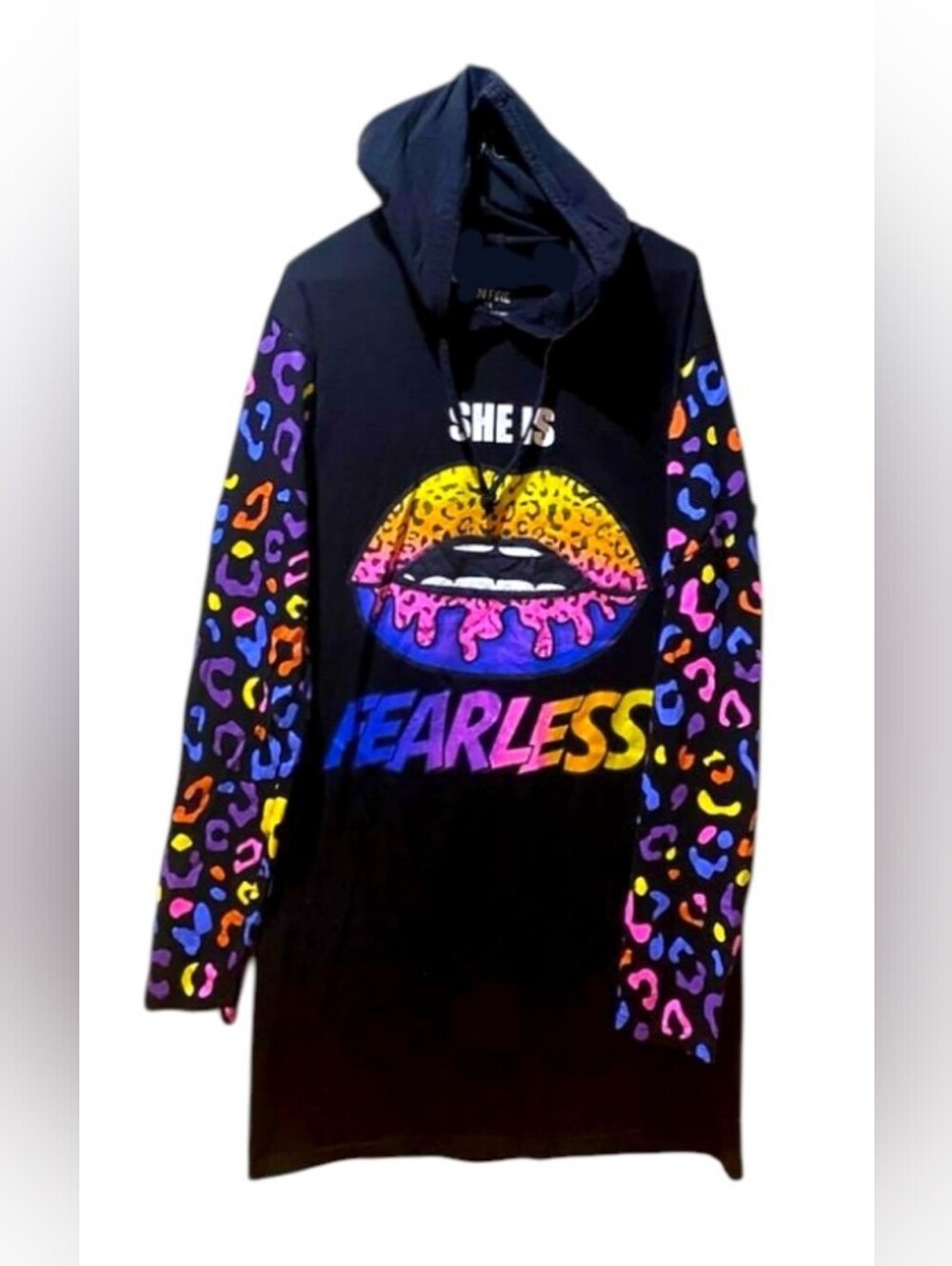 Graphic Hooded Sweatshirt Dress Sz. 3X